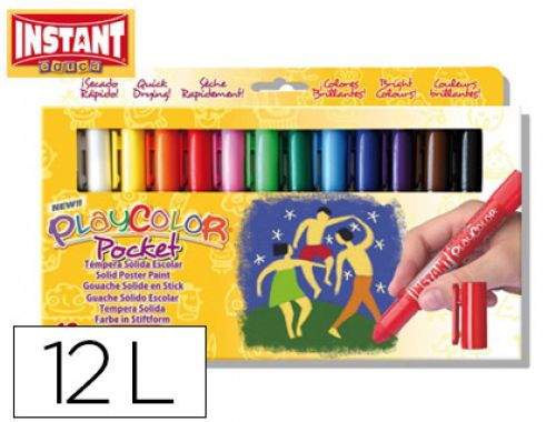 Guache solido em barra instant pocket escolar caixa de 12 cores sortidas , Instant , 74076 , 8414213105216